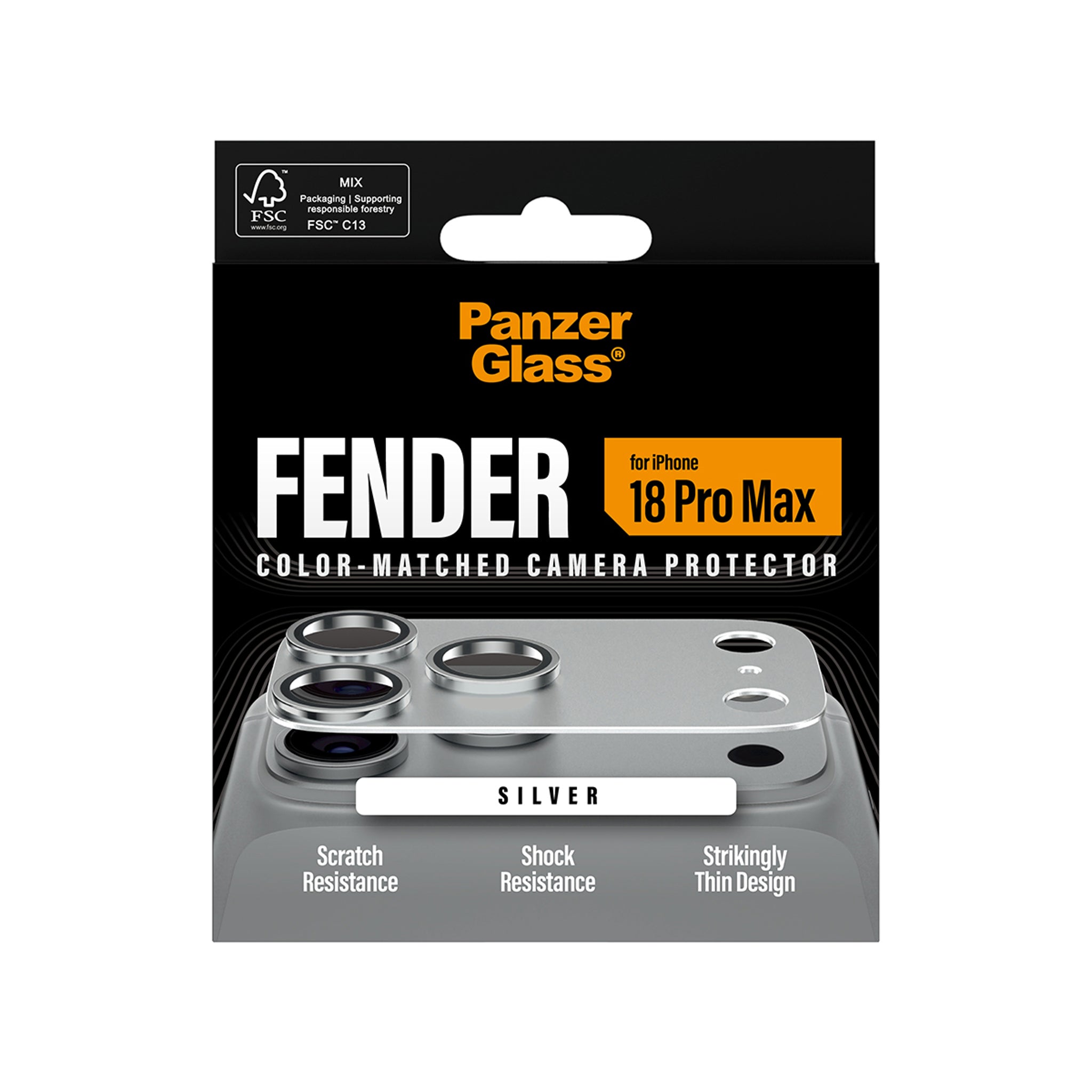 PanzerGlass® Fender Kamerabeskytter Sølv iPhone 18 Pro Max